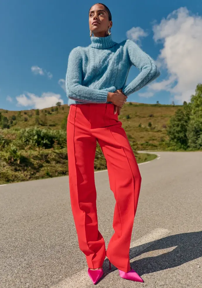 Pull Fin Manches Courtes Ajouré ROSE